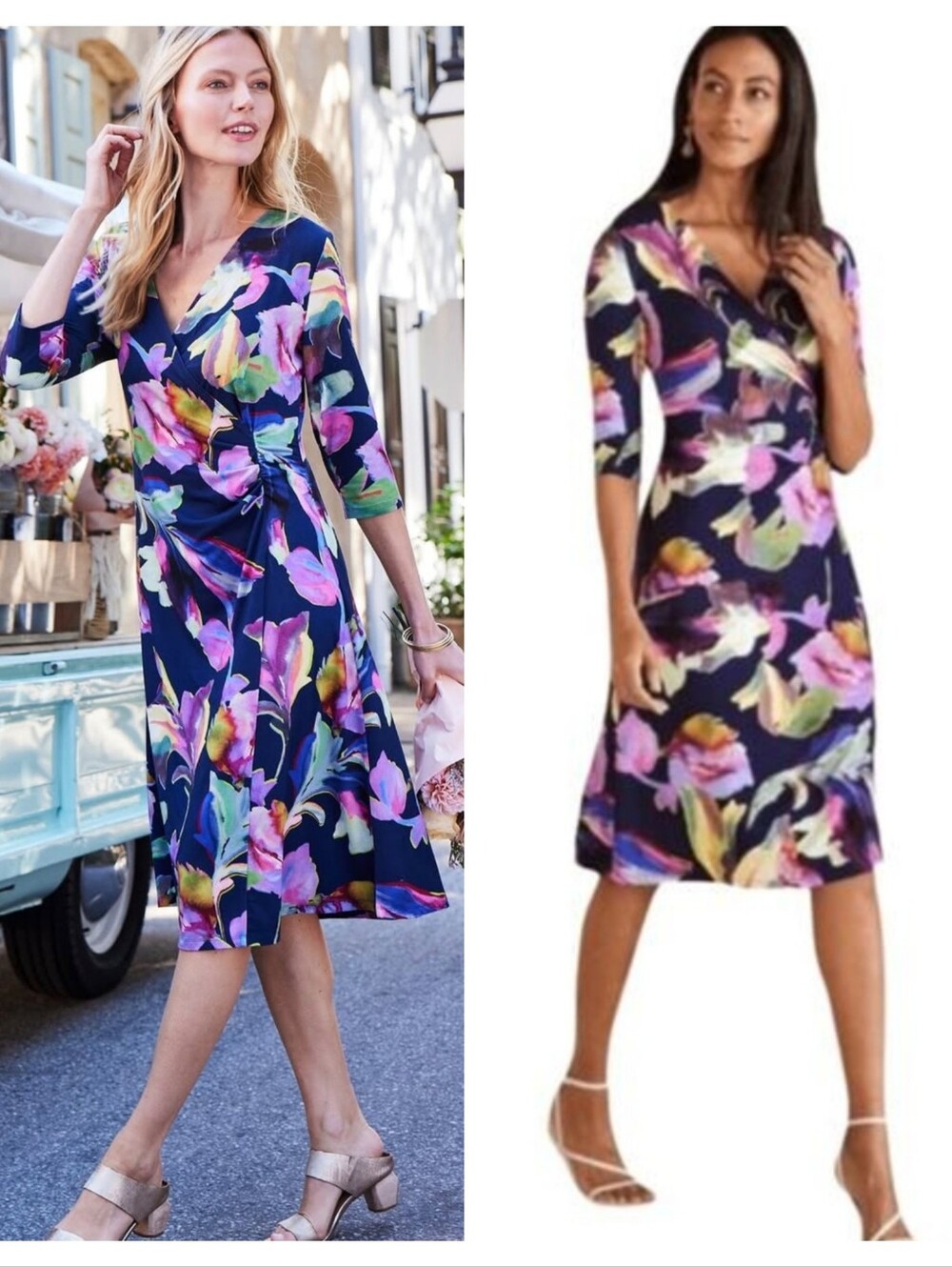 Soft Surroundings Surrounding Hyannis Dress Violet Floral XL Extra Large
